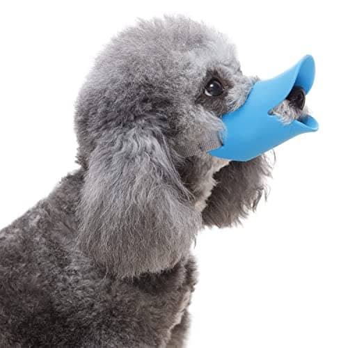 NACOCO Anti Bite Duck Mouth Shape Dog Mouth Covers Anti-Called Muzzle Masks Pet Mouth Set Bite-Proof Silicone Material (Blue, S) - Thumbnail 2