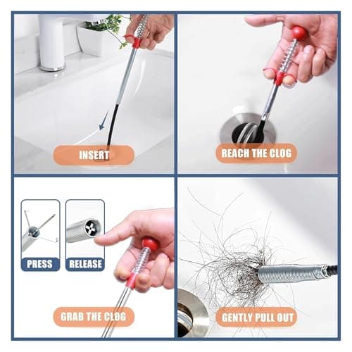 GDOMI Upgraded Drain Snake 76" with Hook, Plumbing Snake Auger Tool, Sink Snake Drain Clog Remover for Bathroom Kitchen - Thumbnail 3