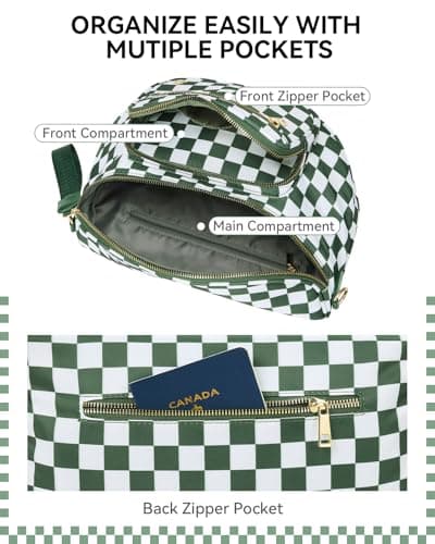 BOSTANTEN Crossbody Bags for Women Cross Body Purse Checkered Bum Bag, Large Diaper Purse for Moms, Perfect for Work/Travel - Thumbnail 4