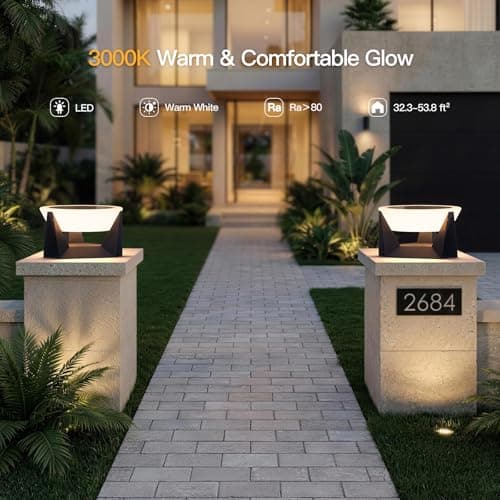 MVBT Large Solar Lantern, 3000K Outdoor Floor Lamp, Solar Outdoor Lights Waterproof, Dusk to Dawn Floor Lamps for Porch, Round Garden Floor Lanterns, Metal LED Patio Light for Yard Deck Pool Outside - Thumbnail 5