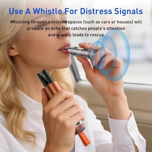 3 in 1 Car Safety Hammer Seatbelt Cutter and Survival Whistle, Safe Transparent Lid Window Breaker Seatbelt Cutter Underwater, 3-Pack Emergency Keychains car Window Breaker Tool,Glass Breaker for Cars - Thumbnail 5