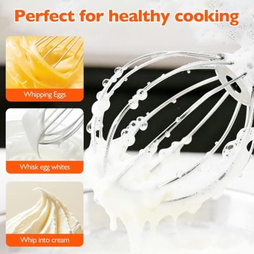 KN256WW Stainless steel 6-wire mixer, kitchen aid whisk attachment, compatible with 5plus-6Quart Bowl lift Stand mixer, Food grade, suitable for mixing cream and cake, dishwasher washable - Thumbnail 4