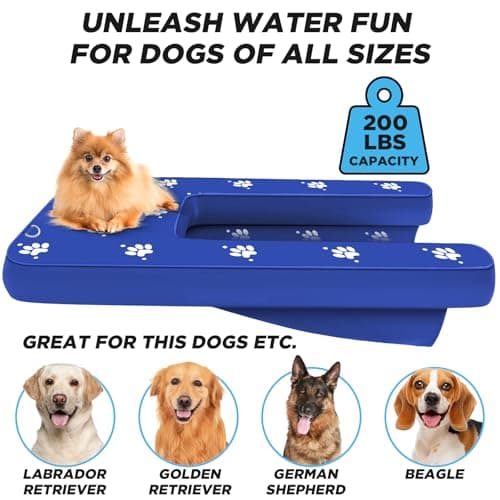 Inflatable Dock Platform, Dog Boat Ramp Floating Non-Slip Oxford and PVC with Lagre Water Ramp for Dogs Pool, Dock, Lake with Traction Rope, Manual Air Pump (4.6ft x 3ft x 6in) L04 - Thumbnail 6