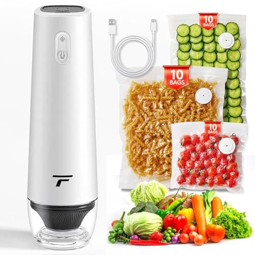 Vacuum sealer for food, Chef’s Design to Preserve Freshness, Compact Handheld Vacuum Sealer with 30 Reusable Bags, Professional-Grade for Food Storage Savers, Pebble - Image 1