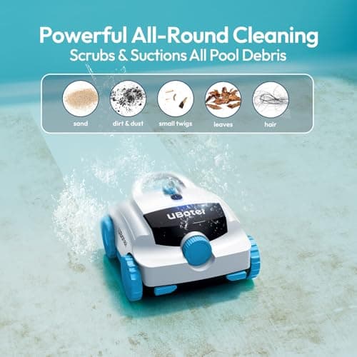 Cordless Robotic Pool Vacuum UBoter E10, Dual-Layer Filtration, Powerful Edge Corner Cleaning, 120–150 Mins Runtime, Auto Parking, No Debris Leakage, for Above Ground Flat Bottom Pools Up to 860 Sq.Ft - Thumbnail 6