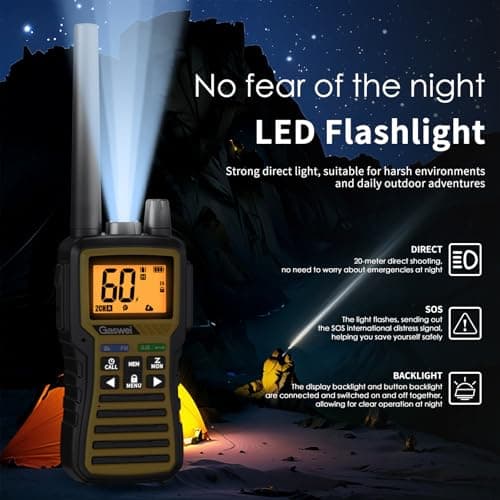 Gaswei GU1 Long Range Walkie Talkies, 2 Way Radio Walkie Talkie with Flashlingts, 60 Channels & 121 Privacy Codes, NOAA Weather Alert, VOX, FM Radio, SOS for Job Site, Hiking, Camping (Yellow) - Thumbnail 6