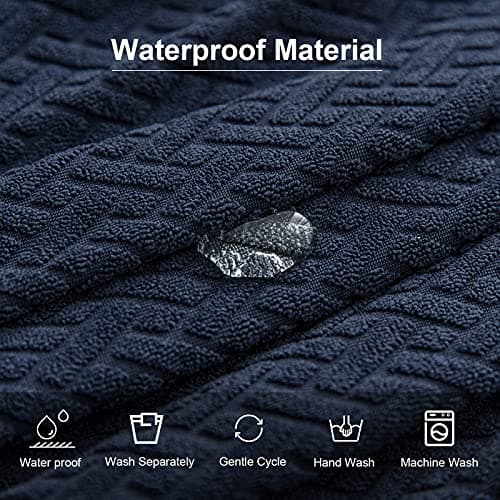 Genina Waterproof Chair Covers for Dining Room Set of 4 Kitchen Chair Covers Parson Dining Chair Slipcover,Navy Blue - Thumbnail 5
