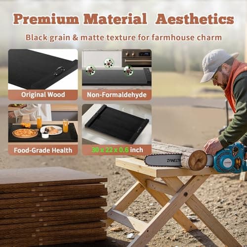TIRYIUOU Gas Stove Top Cover: Wooden 30 * 22 Inches Electric Stovetop Covers, Noodle Board with Handles, Wood RV Cutting Board for Kitchen Counter (Black) - Thumbnail 4