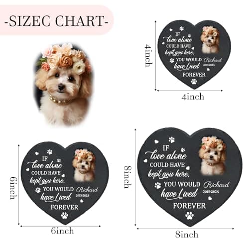 Umitive Personalized Pet Memorial Stone - Custom Dog Grave Marker with Name & Photo - Sympathy Gifts for Loss of Beloved Dog - Cemetery Decor - Rainbow Bridge Memorial for Dogs (Style E) - Thumbnail 3