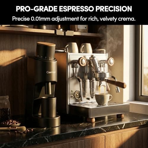 Single Dose Coffee Grinder,Wirsh Geimori GU38 Coffee Grinder with 38mm 6-Core Stainless Steel Conical Burr, 0.01mm Stepless Adjustment, Low Retention Espresso Grinder with Magnetic Dosing Cup,Black - Thumbnail 3