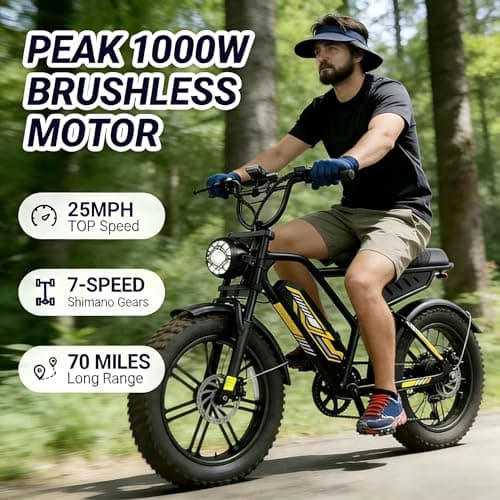 TltZeen Moped Style Electric Bike for Adults-20 x 4.0 Fat Tire Ebike, Peak 1000W Motor, NFC & Password Unlock, Long Seat, 48V 18.2Ah Battery, Up to 28 MPH, UL 2849 Certified - Thumbnail 3