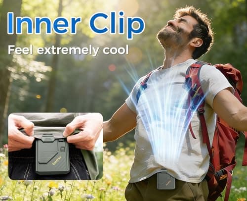 Eastfox 5 in 1 Portable Waist Fan 1-100 Speed Neck fan AI Rechargeable 16H Runtime Clip on Fan 13500RPM Wearable Fan Shirt fan with LED Display for Farm,Travel,Camping,Commute,Hiking,Office(Green) - Thumbnail 3