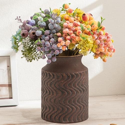 Farmhouse Vase, Vintage Decorative vase for Home Decor, 7.8in Ceramic Flower Vases for Centerpieces, Vase for Dining Table Decor - Decoration Vases Lyeec