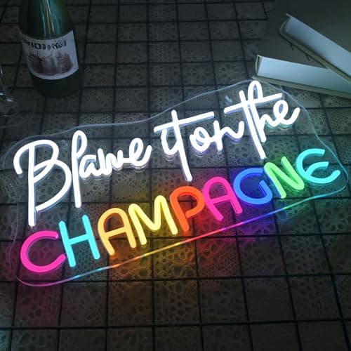 VVYXX Champagne Neon Sign Wall Decor Blame It on The Champagne But First Champagne Led Neon Light Sign Suitable for Home Bar Kitchen Man Cave Pub Wedding Birthday Graduations Grad Party Backdrop Drinks Gifts USB Warm - Thumbnail 5