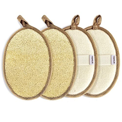 YIQINGJIE Natural Loofah Sponge Exfoliating Body Scrubber(4 Packs),Made with Eco-Friendly and Biodegradable Soft Shower Luffa Sponge, Loofah for Women and Men, Brown - Image 1