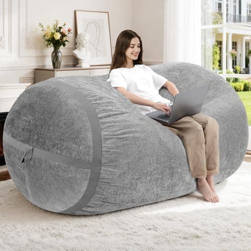 Homguava 4FT Bean Bag Chair Giant Bean Bag Chairs for Adults with Memory Foam Filled,Beanbag Chair with Soft Faux Fur Cover,Comfy Bean Bag Sofa Lounger for Living Room,Game Room,Bedroom - Image 1