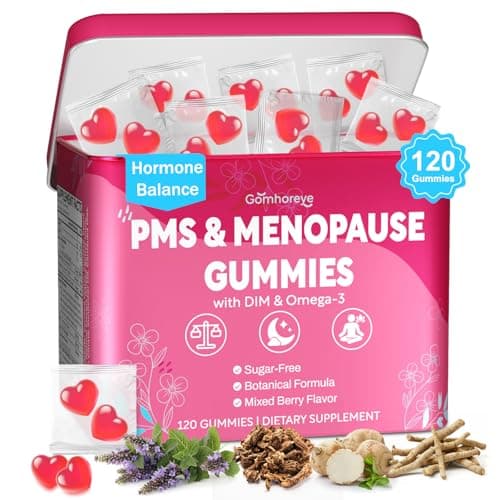 Menopause Supplements for Women - Menopause, Perimenopause & PMS Relief Gummies, Hormone Balance with DIM, Black Cohosh, B6 | Supports Hot Flashes, Night Sweats & Mood Balance | Sugar-Free, 120 Count