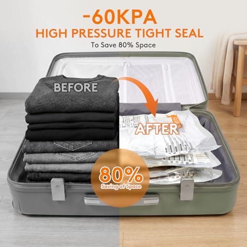 16 Packs Vacuum Seal Bags with USB/Type-C Pump, 3 Sizes Travel Vacuum Storage Bags for Clothing, Vacuum Packing Bags for Closet Organization, Bedding & Seasonal Storage - Thumbnail 3