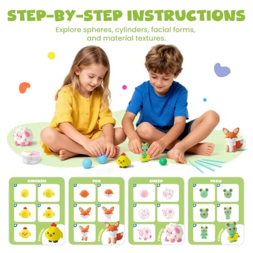 JUPITEARTH Air Dry Clay for Kids,12 Animals Theme Party Modeling Clay Set - Thumbnail 5