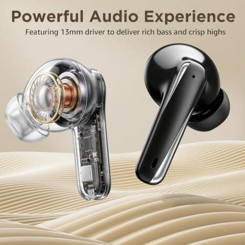 syomiyurx 2026 Upgrade Wireless Earbuds Bluetooth 5.5, Flagship Edition with ENC Call Noise Reduction, HiFi Surround Sound, 13mm Speaker, Ultra Long Battery Life, Sweat Proof (Black) - Thumbnail 4
