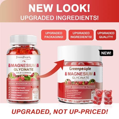 GREENPEOPLE Magnesium Glycinate Gummies 400mg - Sugar Free Magnesium Supplement with Magnesio Citrate, Vitamin D, and B6 for Calm Support & Sleep for Adults - High Absorption - Raspberry Gummies - Thumbnail 6
