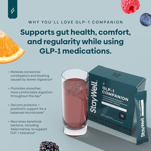GLP-1 Constipation Support | Digestive, Gut Discomfort GLP Symptom Relief | Akkermansia, Probiotic, Prebiotic Microbiome Support for Digestive Balance, Regularity & Bloating Relief - Berry Citrus 15ct - Thumbnail 2