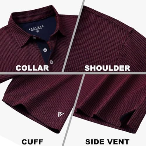 M MAELREG Golf Polo Shirts for Men Dry Fit Casual Performance Moisture Wicking Mens Polo Shirts Short Sleeve Red - Thumbnail 5