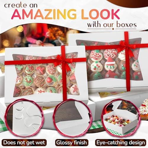 10 Pcs Cake Box with Window 19x14 – Rectangular Half Sheet Cake Box Glossy Finish – Bakery Boxes for Cakes, Cupcakes and Pastries – Cardboard Packaging for Transport, Storage and Dessert Presentation - Thumbnail 4