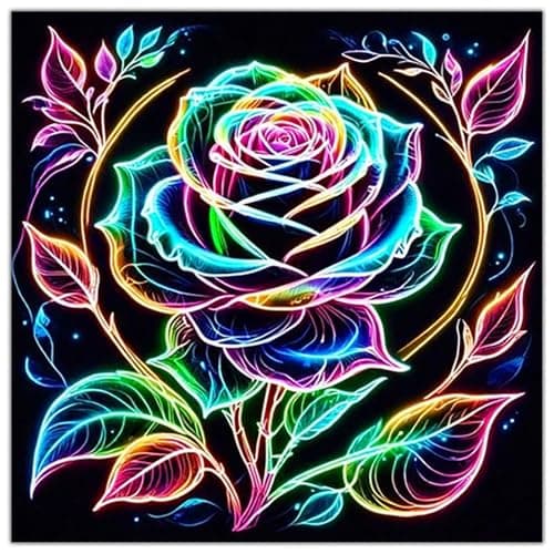 Lophomie Flower Diamond Art Kits for Adults, 5D DIY Rose Flower Diamond Painting Kits for Beginners, Full Drill Round Gem Art for Adults Home Wall Decor 14x14in - Image 1