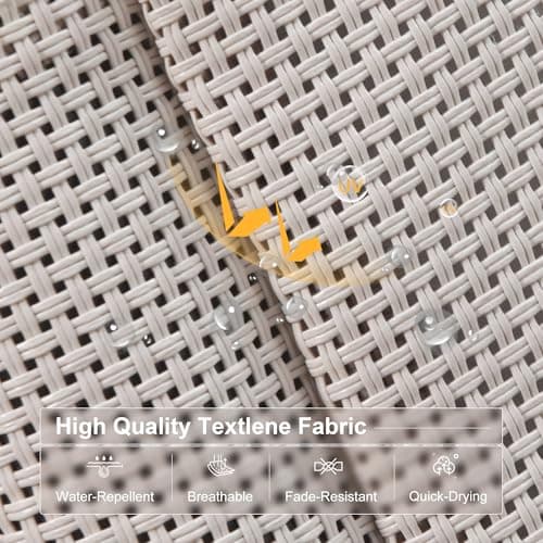 PURPLE LEAF Outdoor Oversized Lounge Chair Set of 3 Patio Chaise Pool Lounger Aluminum Frame with Side Table and Wheels for Outside Sunbathing Tanning Recliner Including Pillows Beige - Thumbnail 3