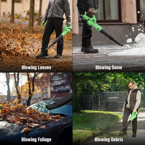 WORKPROX Leaf Blower Cordless, 20V Electric Blower with 4.0Ah Type-C Charging Battery, 138MPH 170CFM, Lightweight Handheld Mini Blowers for Lawn Care, Patio Cleaning, Dust, Blowing Leaves - Thumbnail 6