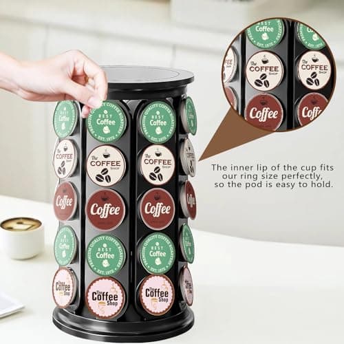 TOMSHUB K Cup Holder, Coffee Pod Storage Carousel Holder Organizer Compatible with 40 Keurig K-Cup Pods, Home or Office Kitchen Counter Organizer - Thumbnail 4