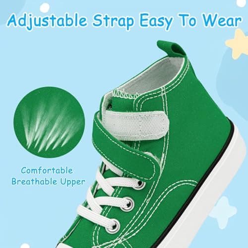 AOVOG Toddler Girls Shoes High Top Green Canvas Sneakers, Toddler Boys Walking Non-Slip Casual School Shoe, 10 - Thumbnail 5