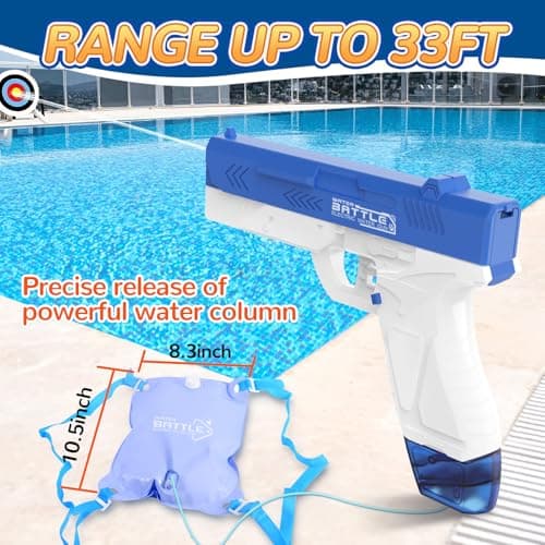 GPPNKC Electric Water Guns for Kids and Adults - Automatic Power Water Pistol with 1000ml Large & 25-33FT Long Range Squirt Guns for Pool Beach Party Outdoor Summer Toys Gift for Boys Girls (2 Pack) - Thumbnail 3