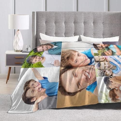 Ships Next Day . Custom Blanket with Photos Text Customized Blanket Personalized Flannel/Sherpa Throw Blankets for Adult Kid Birthday Christmas Halloween Fathers Mothers Valentines Gift - 60"x 80" - Thumbnail 4