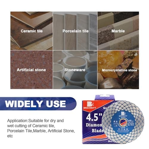 Diamond Saw Blade Tile Cutting Disc 4 1/2 inch - BRSCHNITT for 7/8”- 5/8” Arbor Angle Grinder for Cutting Grinding Porcelain Ceramic Marble Artificial Stoneware - Thumbnail 2
