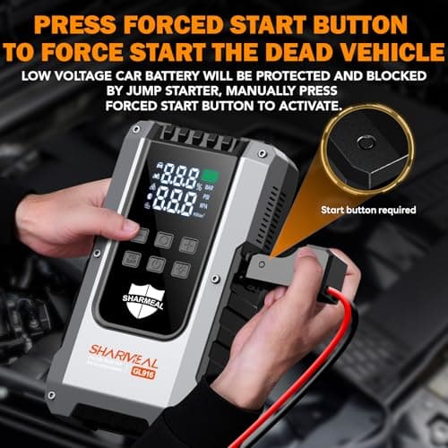 6000A Jump Starter with Air Compressor 160PSI Tire Inflator, 12V Car Battery Fast Charge Portable Jump Starter for All Gas/10L Diesel, Jump Box Pack with 3 Modes Flashlight and Jumper Cables - Thumbnail 4