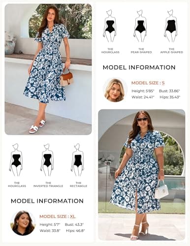 GRACE KARIN Womens Summer Maxi Floral Dress Casual 2026 Long Zipper Dresses Boho Flowy Beach Vacation Sundress with Pockets Blue Floral M - Thumbnail 4