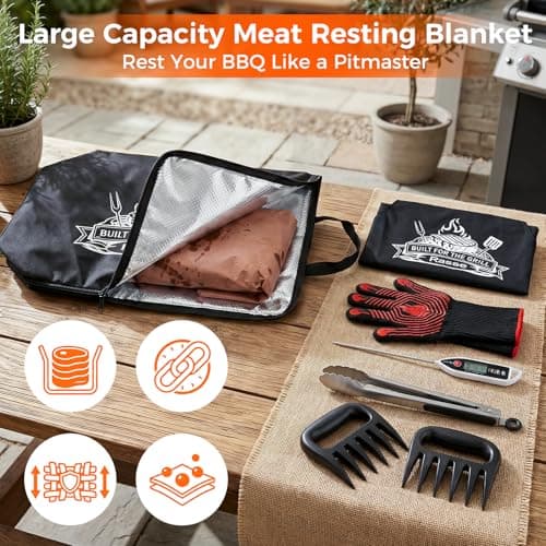 Father s Day Gift - Upgraded 23in BBQ Blanket for Resting Meat with Grill Accessories, Insulated Meat Resting Bag & Accessories for Brisket, Pork, Turkey – BBQ Gifts for Men, Dad, Grill Lovers - Thumbnail 4