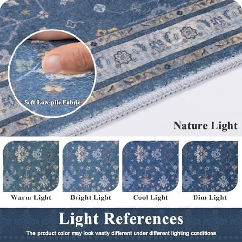 Ileading Kitchen Rugs Sets of 2 Non Slip, Washable Kitchen Mats for Floor with Rubber Bottom, Farmhouse Kitchen Carpet Runner Set for Office, Sink, Laundry, Navy Blue - Thumbnail 6