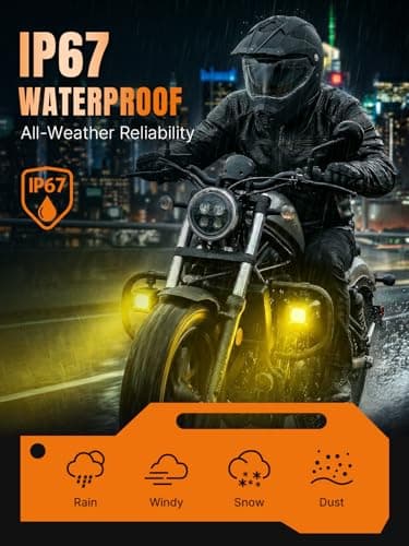Oumurs Motorcycle LED Fog Lights 80W Auxiliary Driving Spotlights White Amber Fog Lights Dual Color Strobe With Mount Brackets 8000LM Off Road Work Lights Compatible With Motorcycle ATV UTV Truck - Thumbnail 6