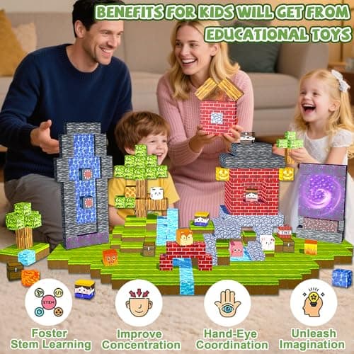 Winchoice 170PCS 1 Inch Magnetic Blocks, Magnet Cubes Building Toys for 3+ - Thumbnail 6