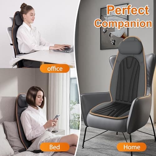 SLOTHMORE Heated Back Massager for Chair, Vibrating Massage Cushion with Heat for Neck, Back & Thighs, Massage Chair Pad for Office Chair, Home Use - Ideal Gifts for Seniors, Parents, Office Workers - Thumbnail 6