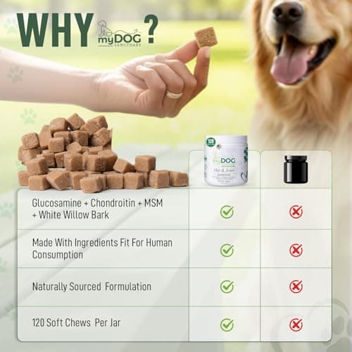 My Dog Sanctuary 120 Chews Hip and Joint Supplement for Dogs - Glucosamine, Chondroitin & MSM,Dog Joint Supplement - Mobility, Flexibility & Cartilage Support - Bacon Flavor - Thumbnail 5