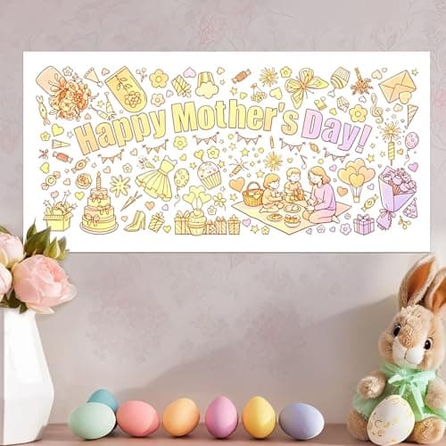 TOLGOE Mother's Day Coloring Posters for Kids - 2PCS 35" x 31" Giant Paper Coloring Banner/Table Cover, DIY Art Group Activities Gifts for Mom & Grandma (No Markers) - Thumbnail 5
