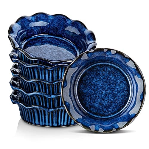 vancasso Mini Pie Pans Set of 6, 5.2 inch Ceramic Deep Dish Pie Plate for Baking Microwave & Oven Safe, Cream Colored - Image 1