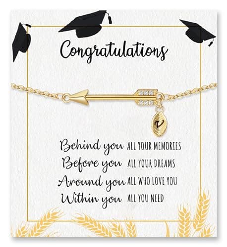 Btysun Graduation Gifts 2026 High School, Middle School Graduation Gifts Initial Bracelets for Women Teen Gifts Trendy Stuff Danity Gold Bracelet with Initial V Graduation 2026 Gifts - Image 1