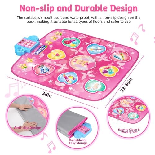 LZFYMXOK Dance Mat for Kids 3-12 – 9-Button Electronic Music Playmat with 3 Game Modes, 8 Challenge Levels & LED Score Display, Anti-Slip Foldable Dancing Pad, Birthday Gifts for Girls - Thumbnail 5