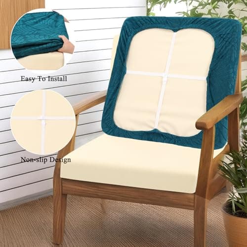 HEBE Stretch Patio Cushion Covers Set 8pcs,Waterproof Outdoor Couch Covers Replacement,Washable Reusable Seat Cushion Slipcovers for Patio Furniture Protector,Chair Cushion Cover - Thumbnail 6