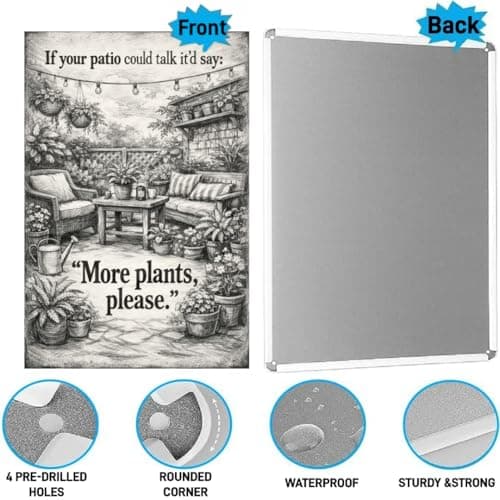 If Your Patio Could Talk It’d Say More Plants Please Vintage Garden Tin Sign Rustic Outdoor Porch Wall Decor Botanical Humor Artwork Metal Plaque for Backyard Balcony Sunroom Home Accent 8x12 Inch - Thumbnail 5
